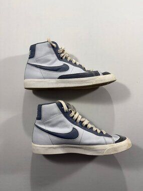 Nike Blazer Mid Vintage 77 Mens 9.5 White Blue Leather High Top Sneakers Shoes